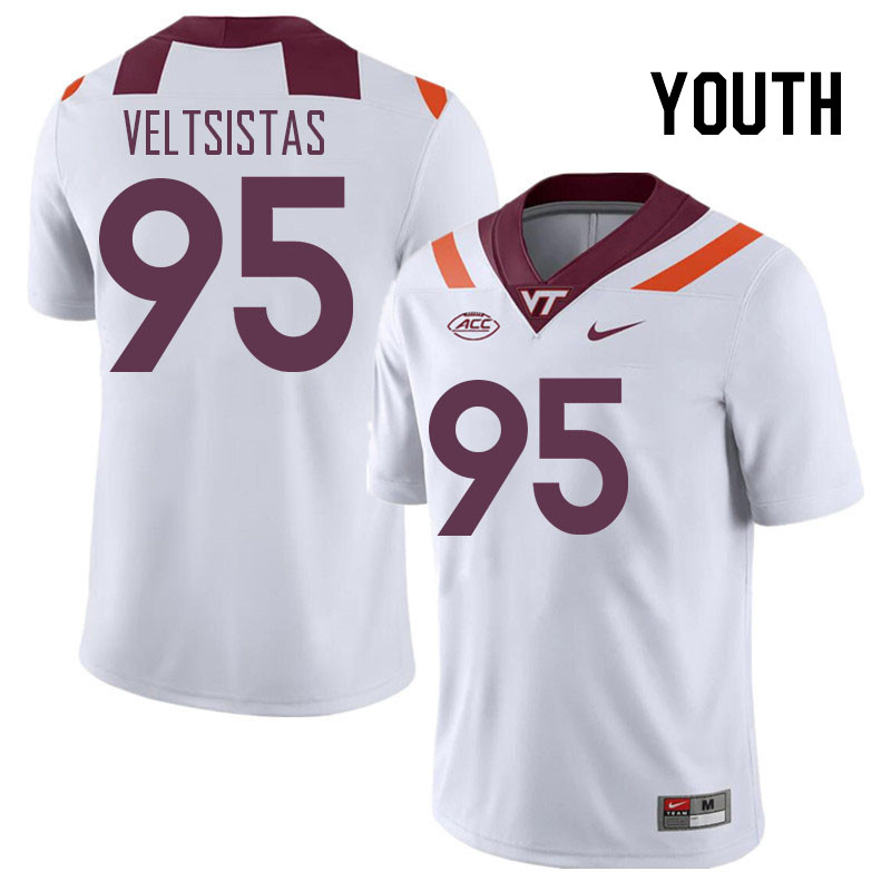 Youth #95 Nick Veltsistas Virginia Tech Hokies College Football Jerseys Stitched Sale-White
